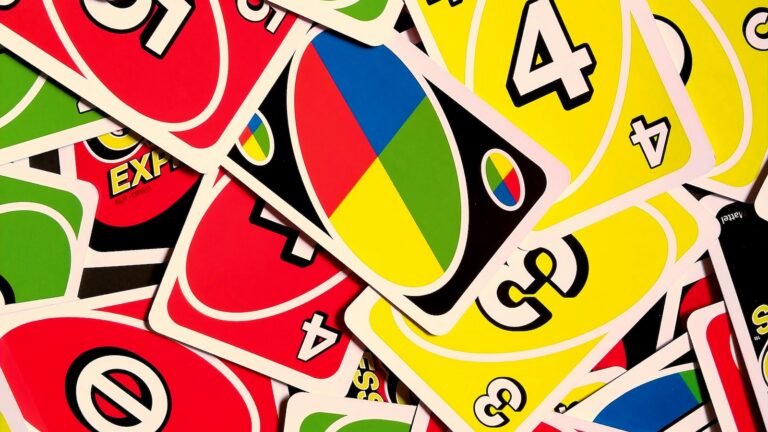 Picture of a stack of UNO cards on a table